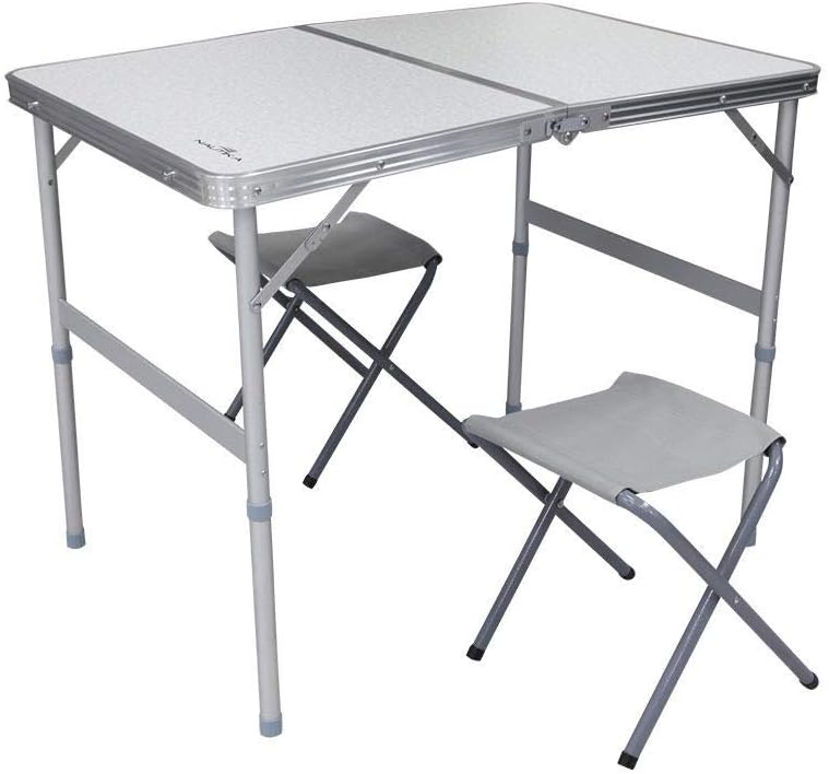 Conjunto de mesa e banquetas dobrável Nautika Domo para camping