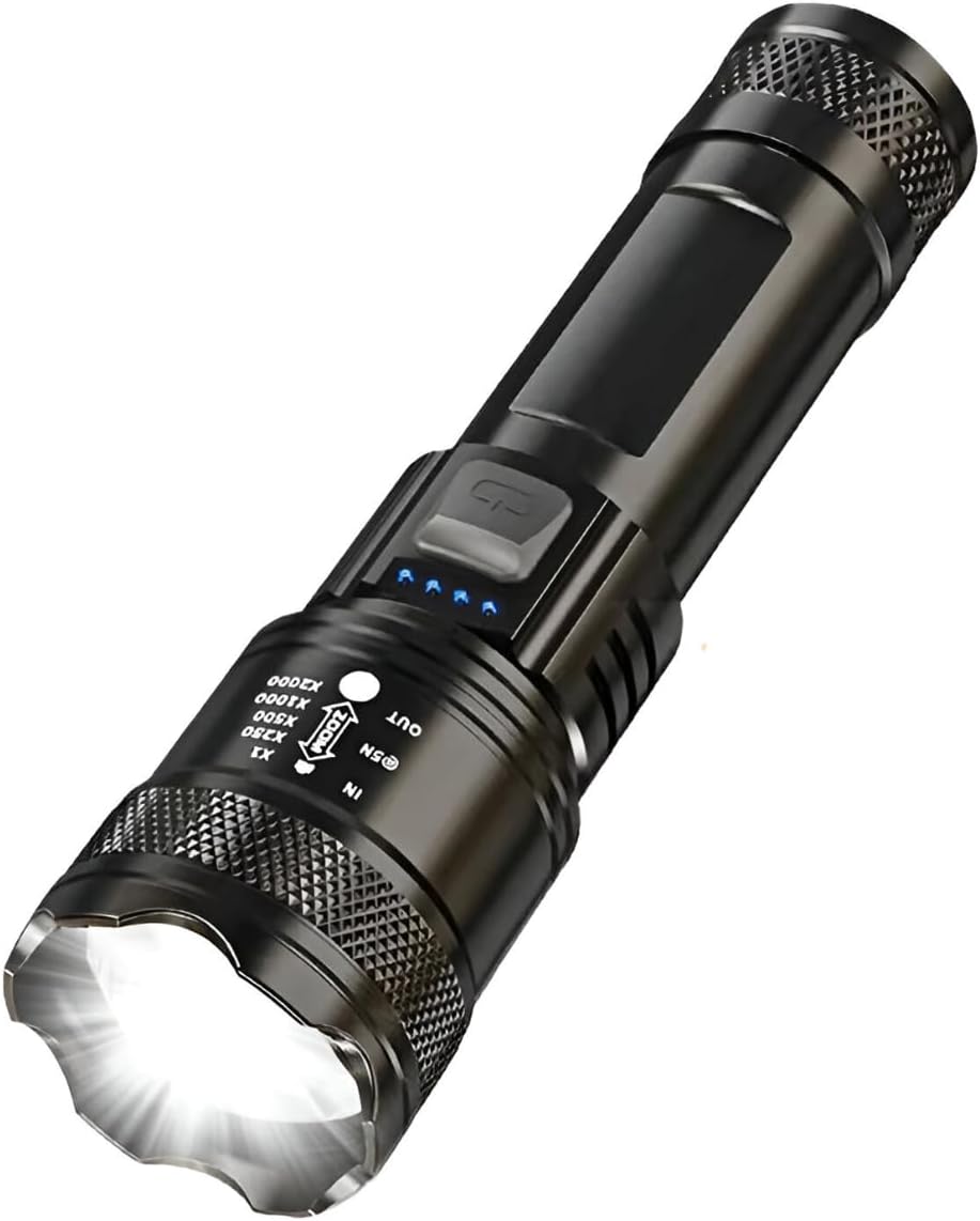 Lanterna tática T9 compacta de 1200 lúmens com zoom e LED traseiro