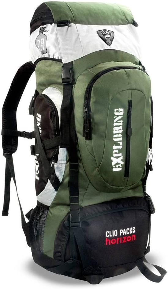 Mochila de acampamento Clio Style de 70 litros verde