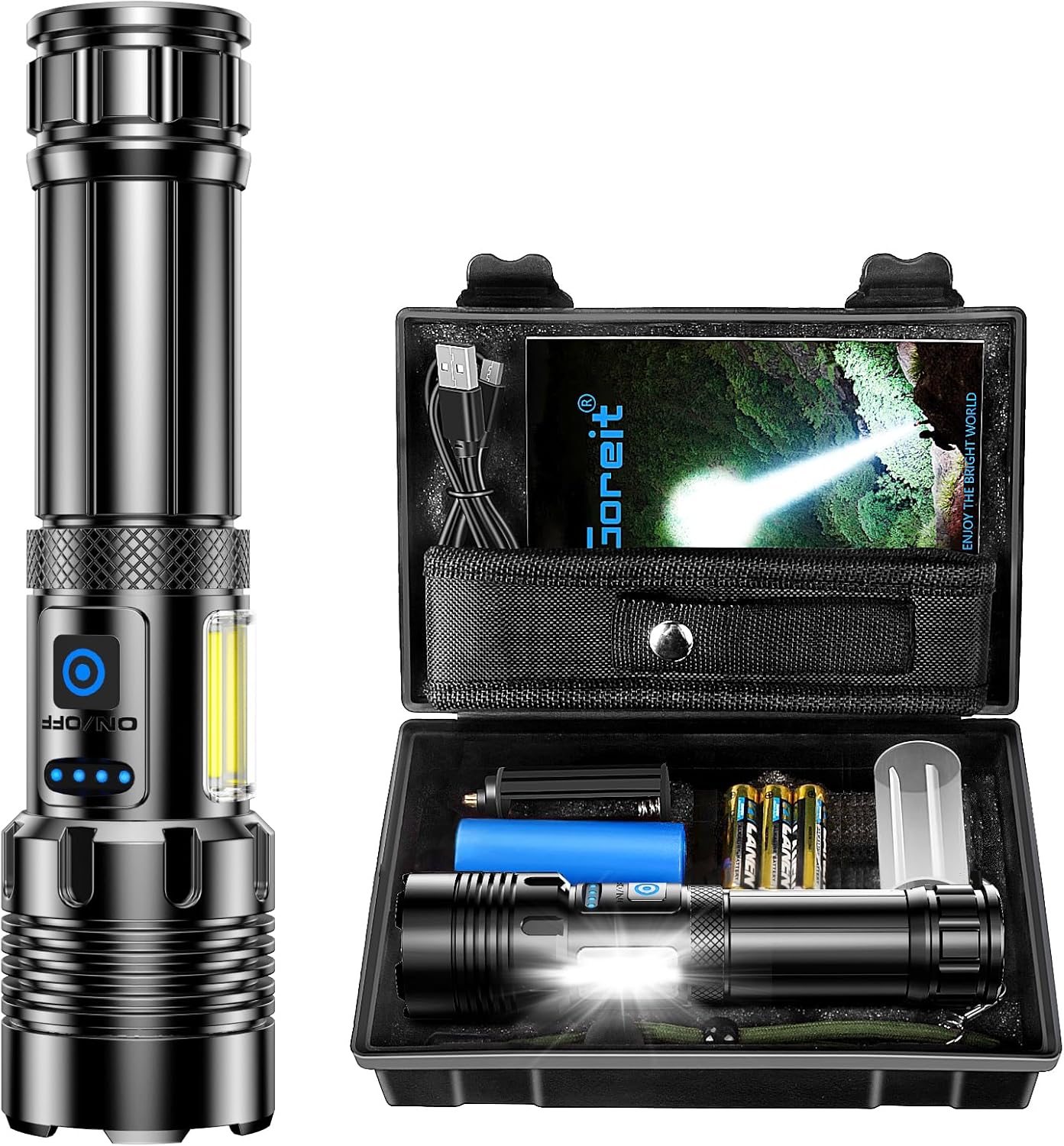 Lanterna tática XHP90.2 com sete modos e luz lateral COB vermelha