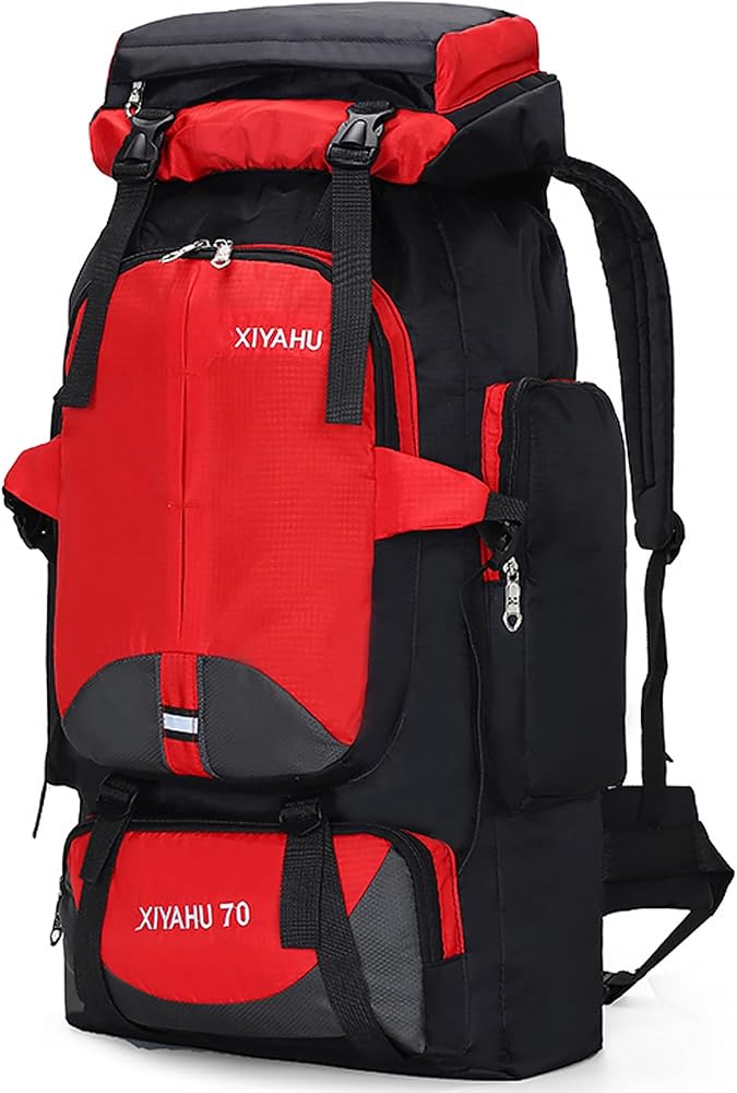 Mochila Lawaia de caminhada e camping com capacidade anunciada de 70 litros
