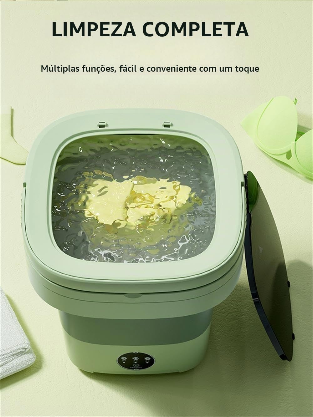 Mini lavadora dobrável de 11 litros semiautomática e silenciosa