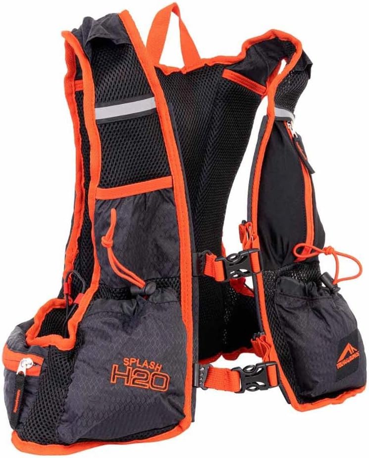 Mochila de trilha Trilhas Splash H2O preta e vermelha com hidratação