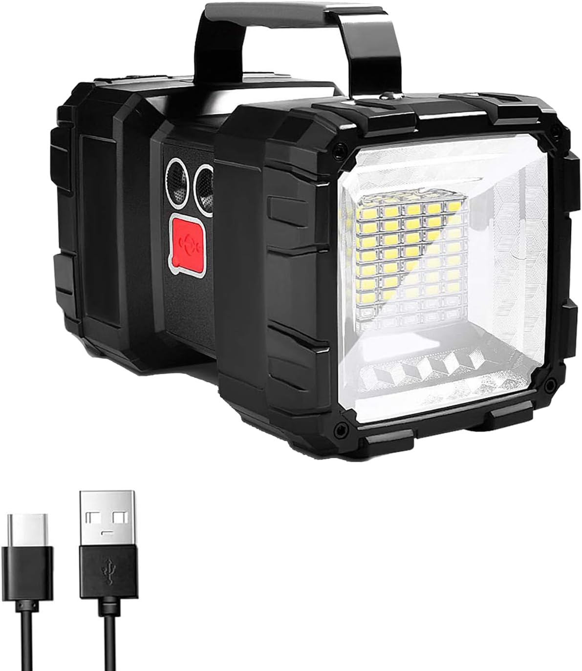 Holofote LED recarregável de 4000 lúmens com bateria de 10000 mAh e power bank