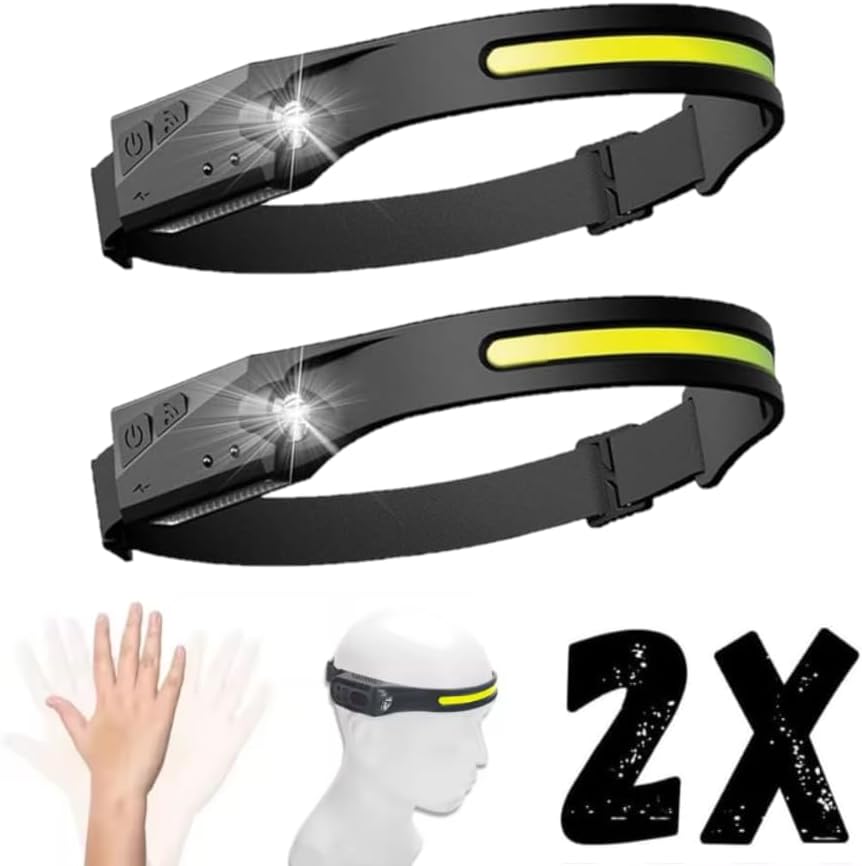 Kit Hytalux com duas lanternas de cabeça de fita LED recarregáveis