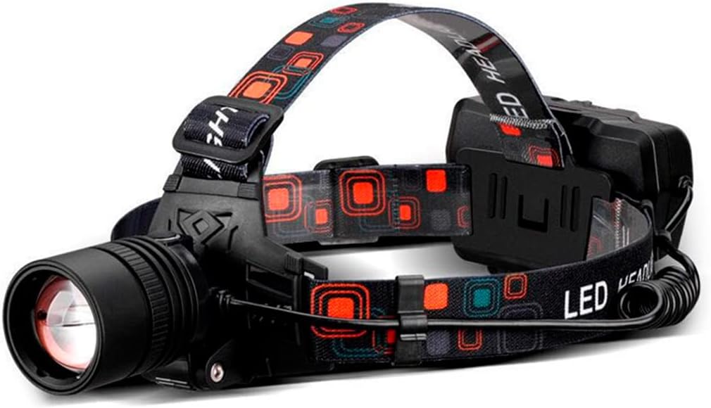 Lanterna de cabeça profissional com zoom ajustável e suporte para bicicleta