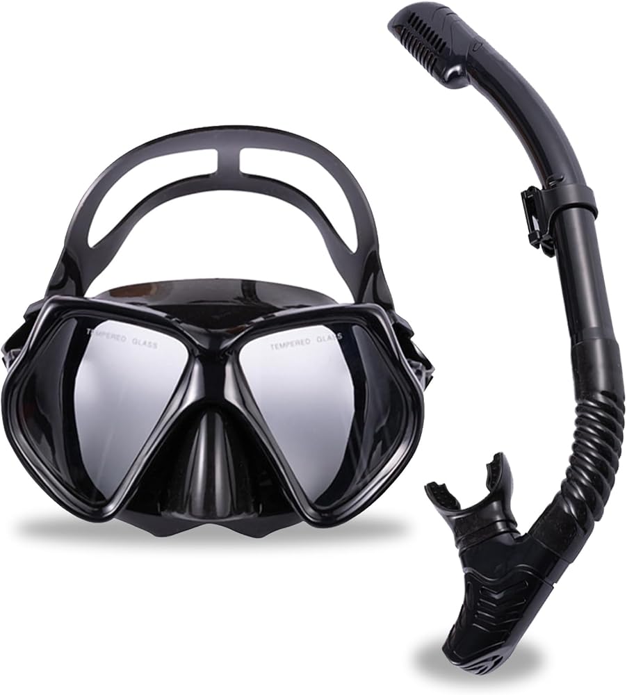 Máscara de mergulho full face com visão grande angular de 180 graus e snorkel