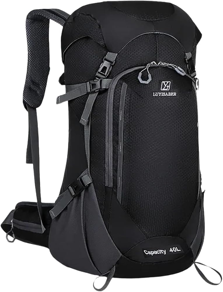 Mochila de trilha e viagem 50 litros impermeável com capa de chuva e tecido 3D
