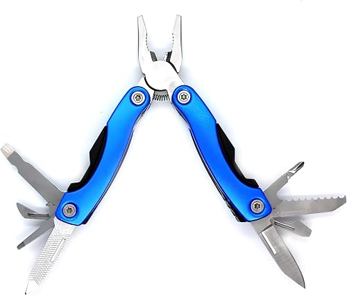 Alicate canivete multifuncional de 12 funções na cor azul com estojo