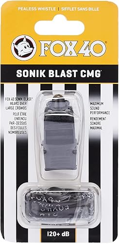 Apito Fox 40 Sonik Blast CMG preto com revestimento emborrachado e cordão