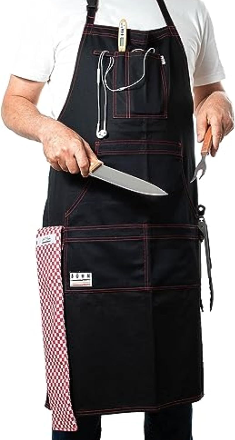 Avental de churrasco Bohm em algodão pesado com bolsos
