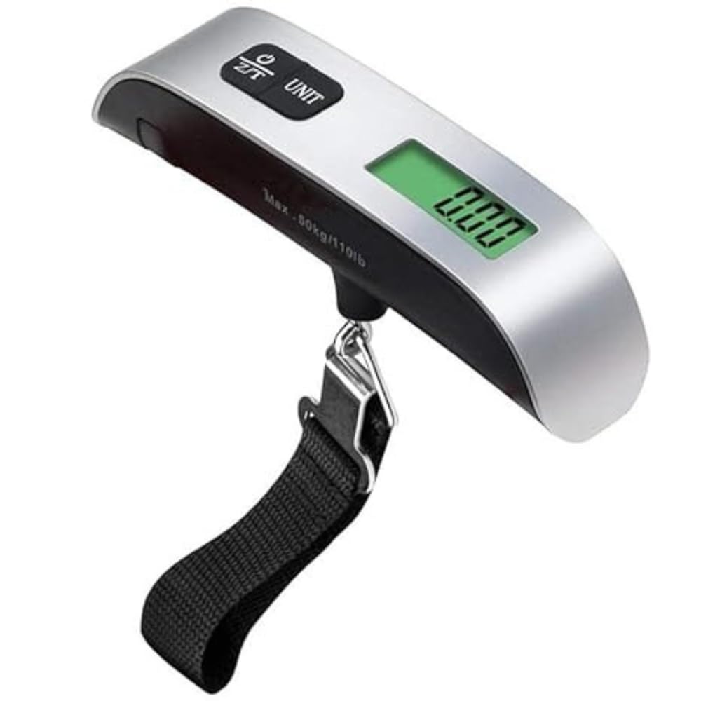 Balança digital de mão JIANW prata com gancho e visor LCD