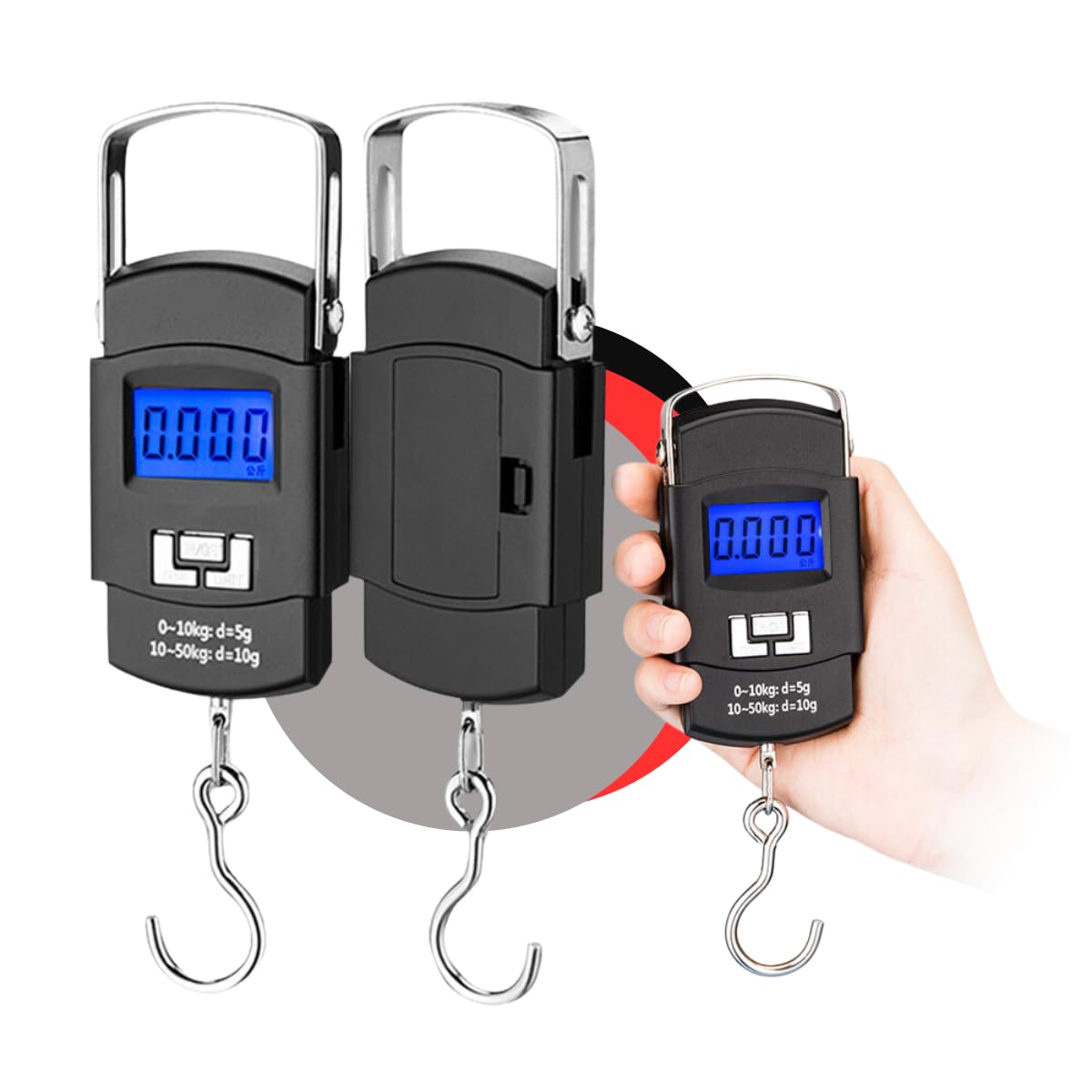 Balança digital de pesca Chrome Tech preta com visor LCD retroiluminado