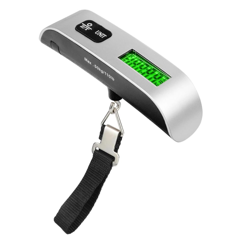 Balança digital pocket prateada com alça de trava e visor LCD grande