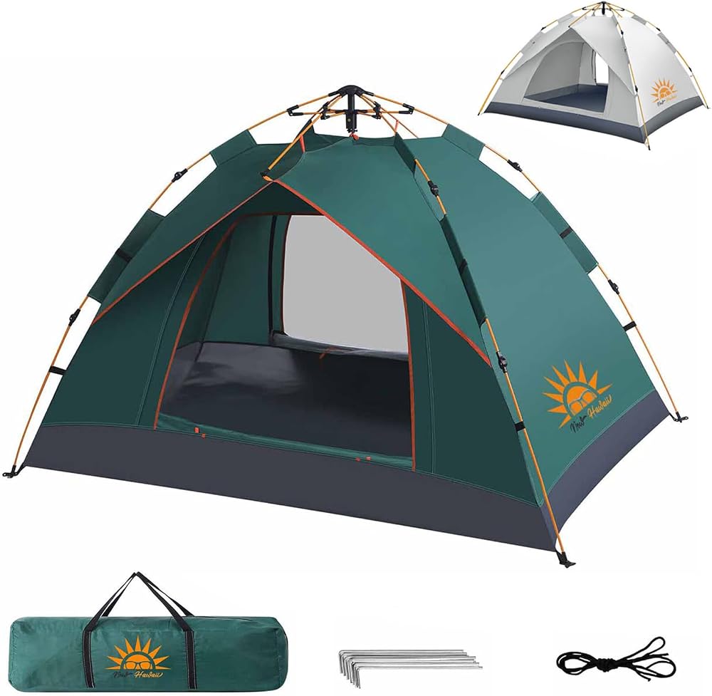 Barraca de camping automática CADINA 210 por 210 cm na cor verde