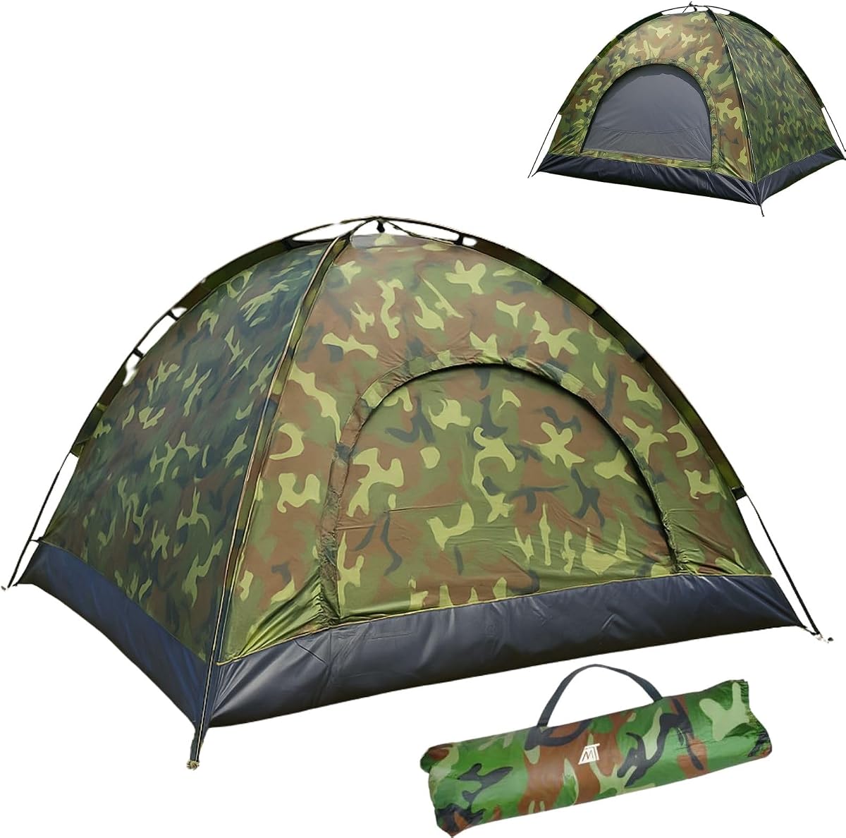 Barraca iglu genérica impermeável para 4 pessoas em verde camuflado