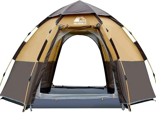 Barraca hexagonal de camping para 3 a 4 pessoas na cor marrom