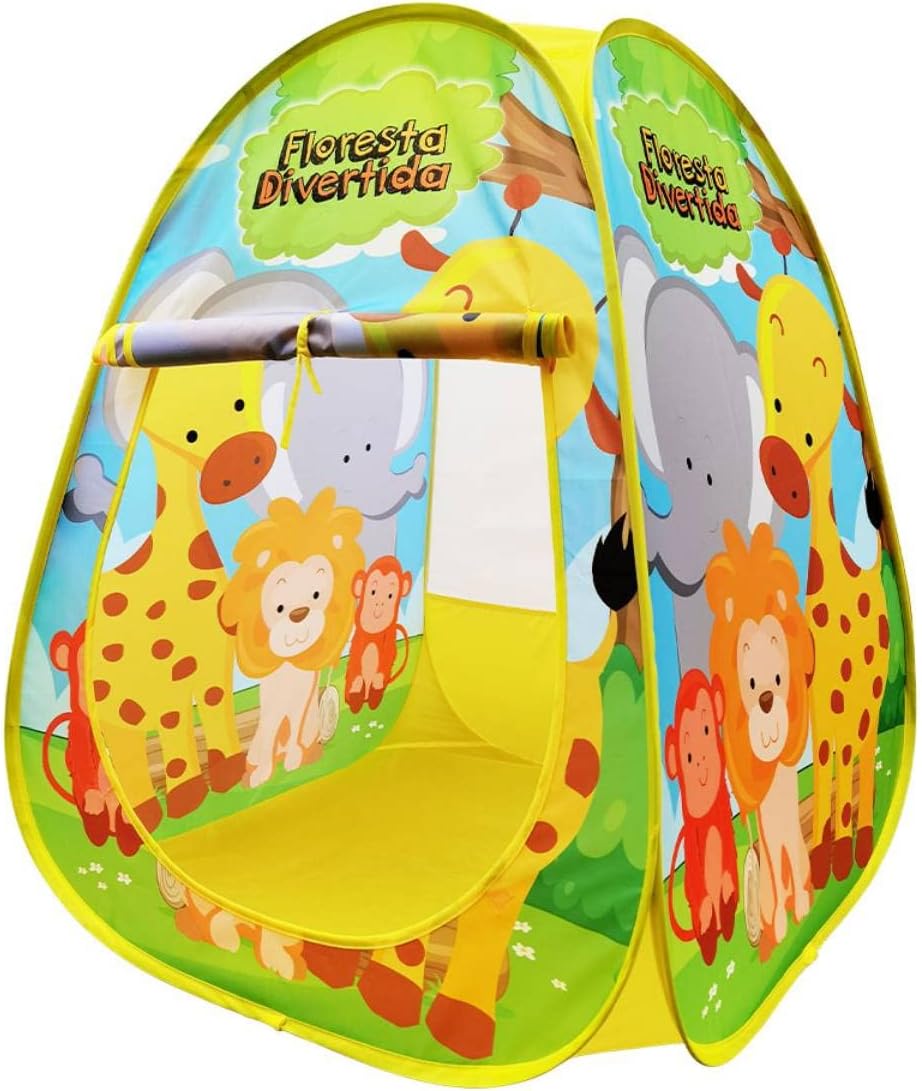 Barraca infantil pop-up DM Toys com estampa de floresta e animais