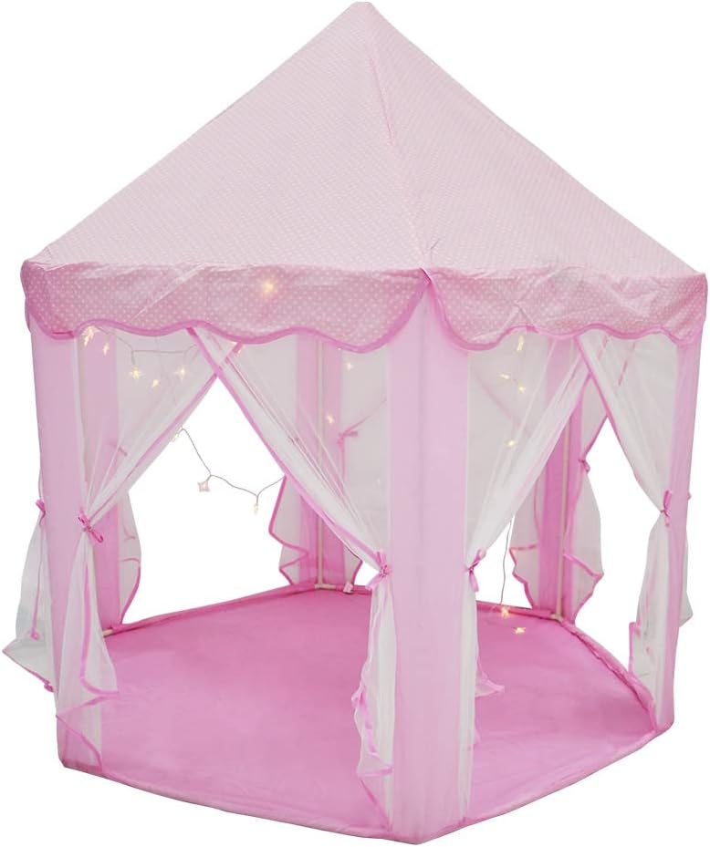 Tenda infantil iluminada DM Toys em formato de cabana com estampa de estrelas