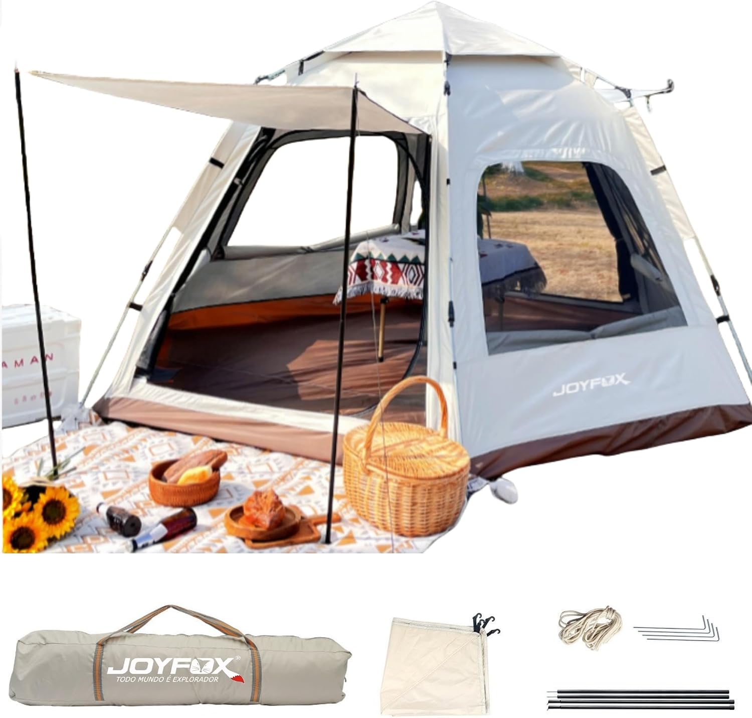 Tenda Joyfox hexagonal extragrande para 5 a 8 pessoas