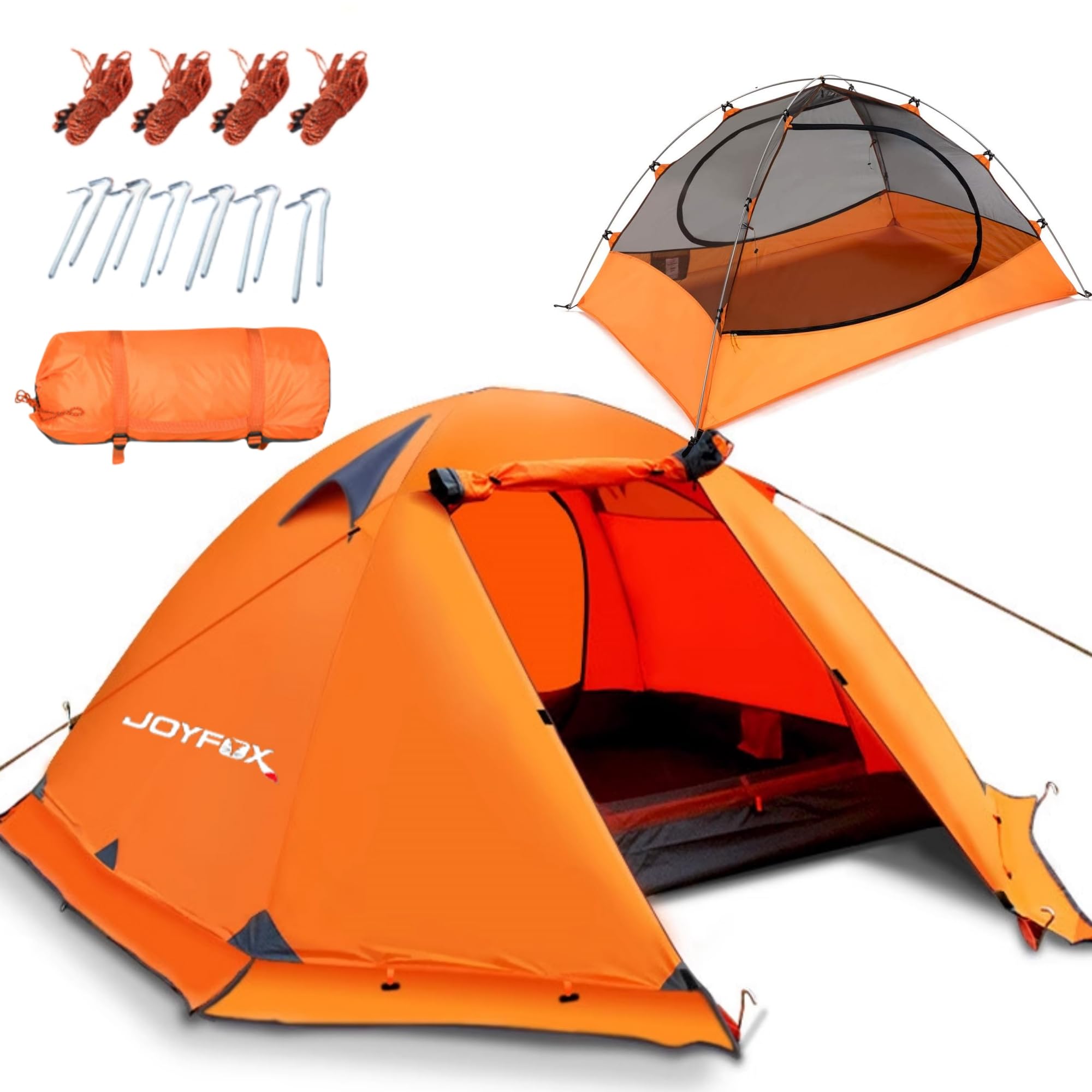 Barraca JOYFOX ultralight laranja para 2 a 3 pessoas com varetas de alumínio