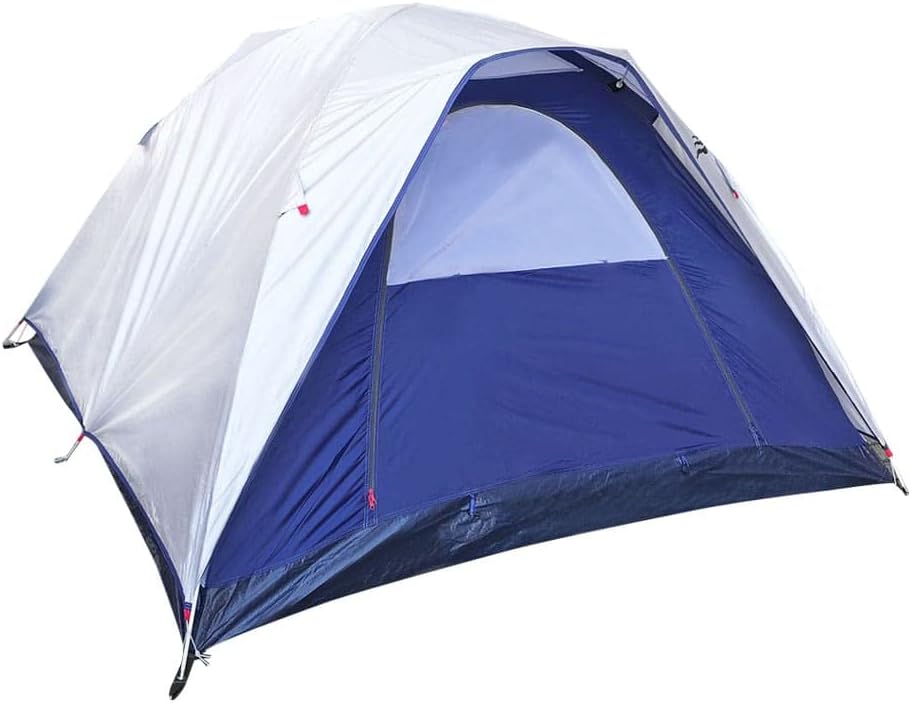 Barraca Nautika Dome para 4 pessoas com sobreteto completo, nas cores prata e azul