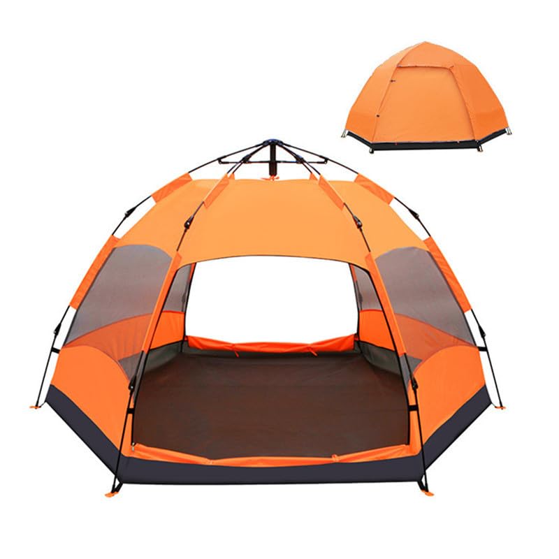 Barraca automática hexagonal OMEGA TECHNOLOGY para 5 a 8 pessoas na cor laranja