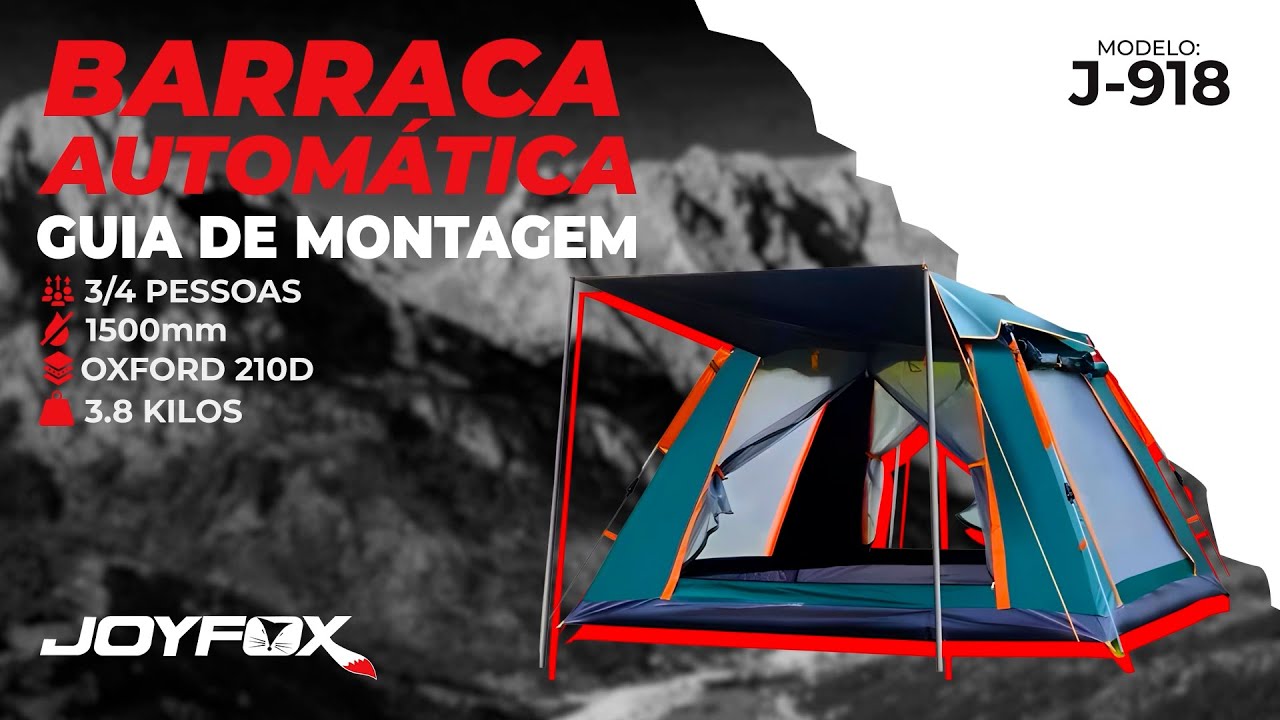 Guia de montagem da barraca automática JOYFOX para 3 e 4 pessoas