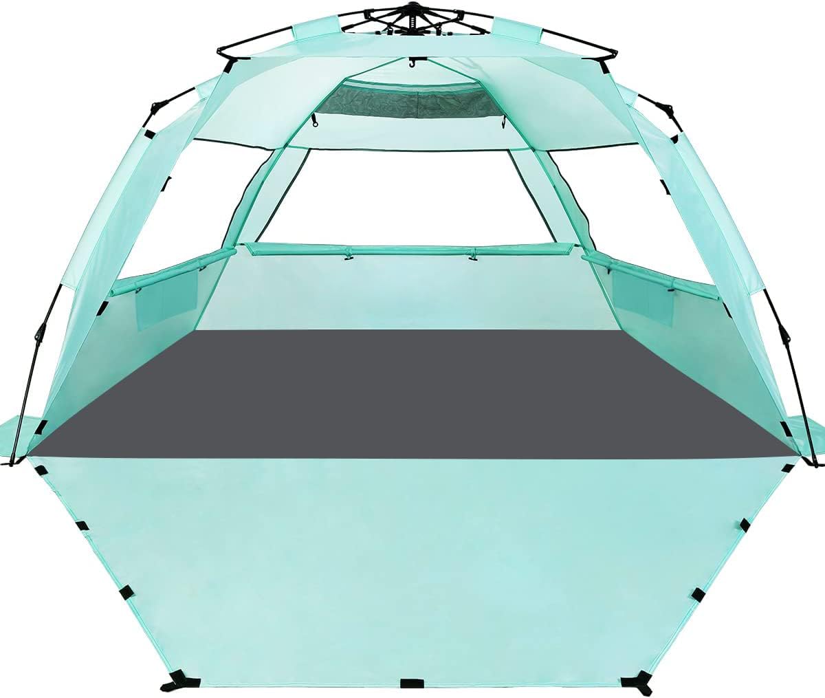Barraca de praia pop-up WhiteFang Deluxe XL na cor verde menta com piso estendido