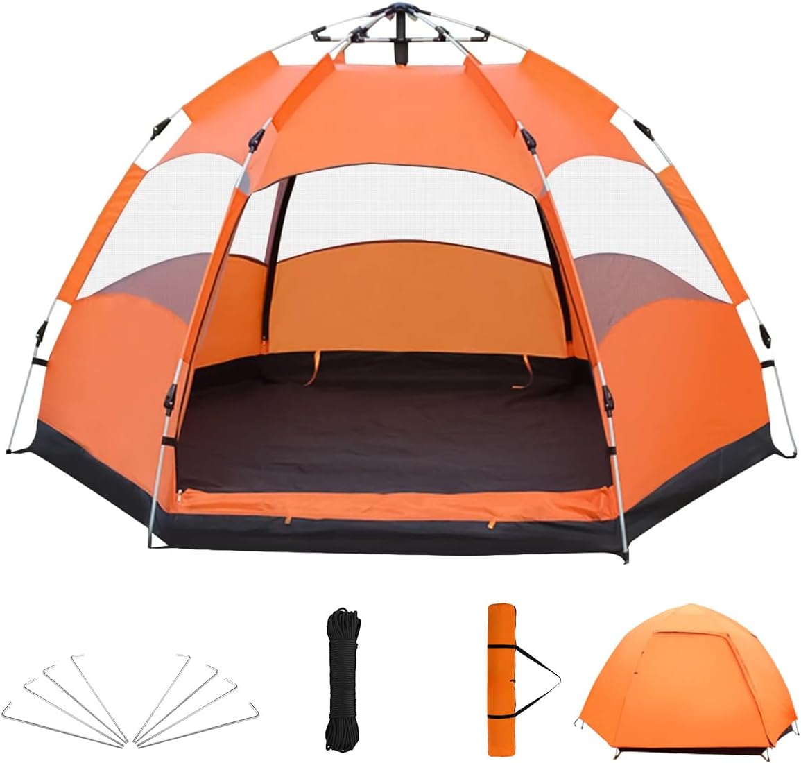 Barraca pop-up automática Python Fly para 4 a 6 pessoas na cor laranja
