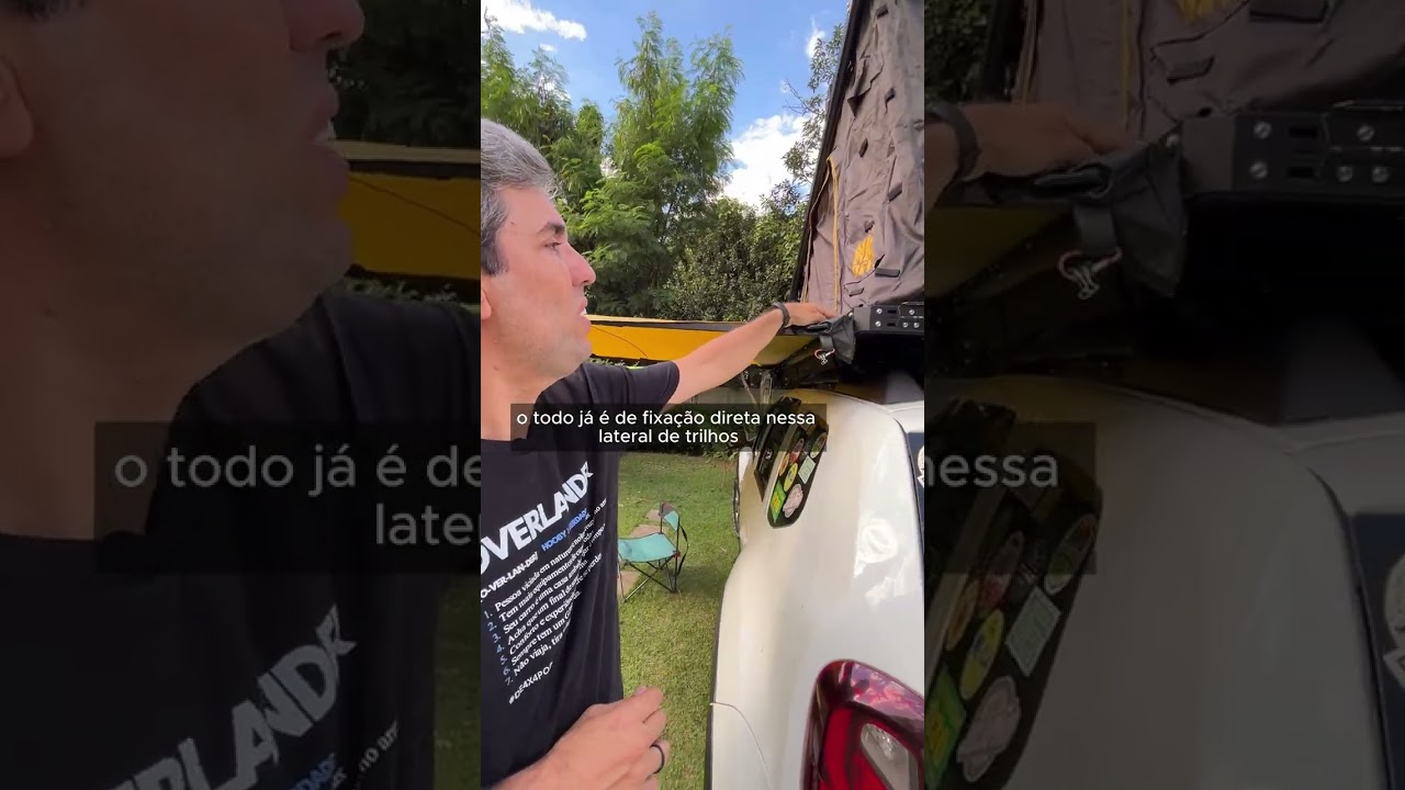 Barraca de teto em uso durante viagem de carro 4x4