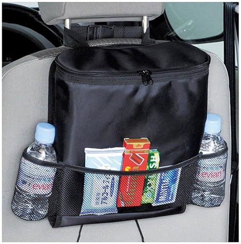 Bolsa térmica organizadora preta para encosto do banco do carro