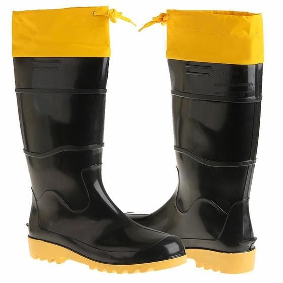 Bota de borracha com polaina de nylon integrada e cordão de ajuste
