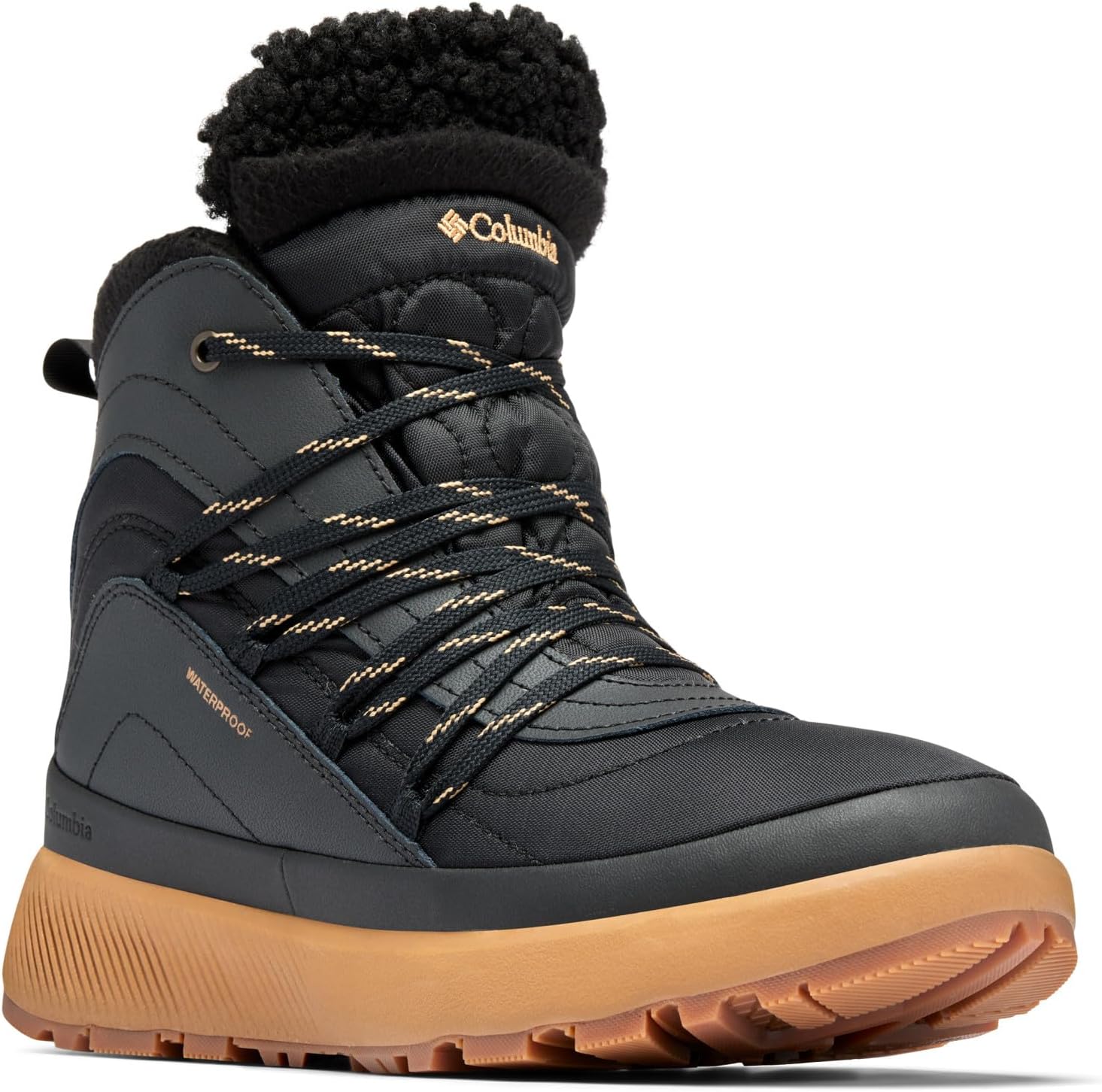 Bota de neve Columbia Red Hills Omni-Heat feminina nas cores preto e saara
