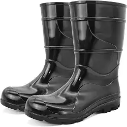 Bota galocha BootShield preta de cano médio em PVC para EPI