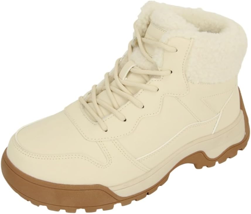 Bota de neve UIKGITP feminina branca para caminhadas no inverno