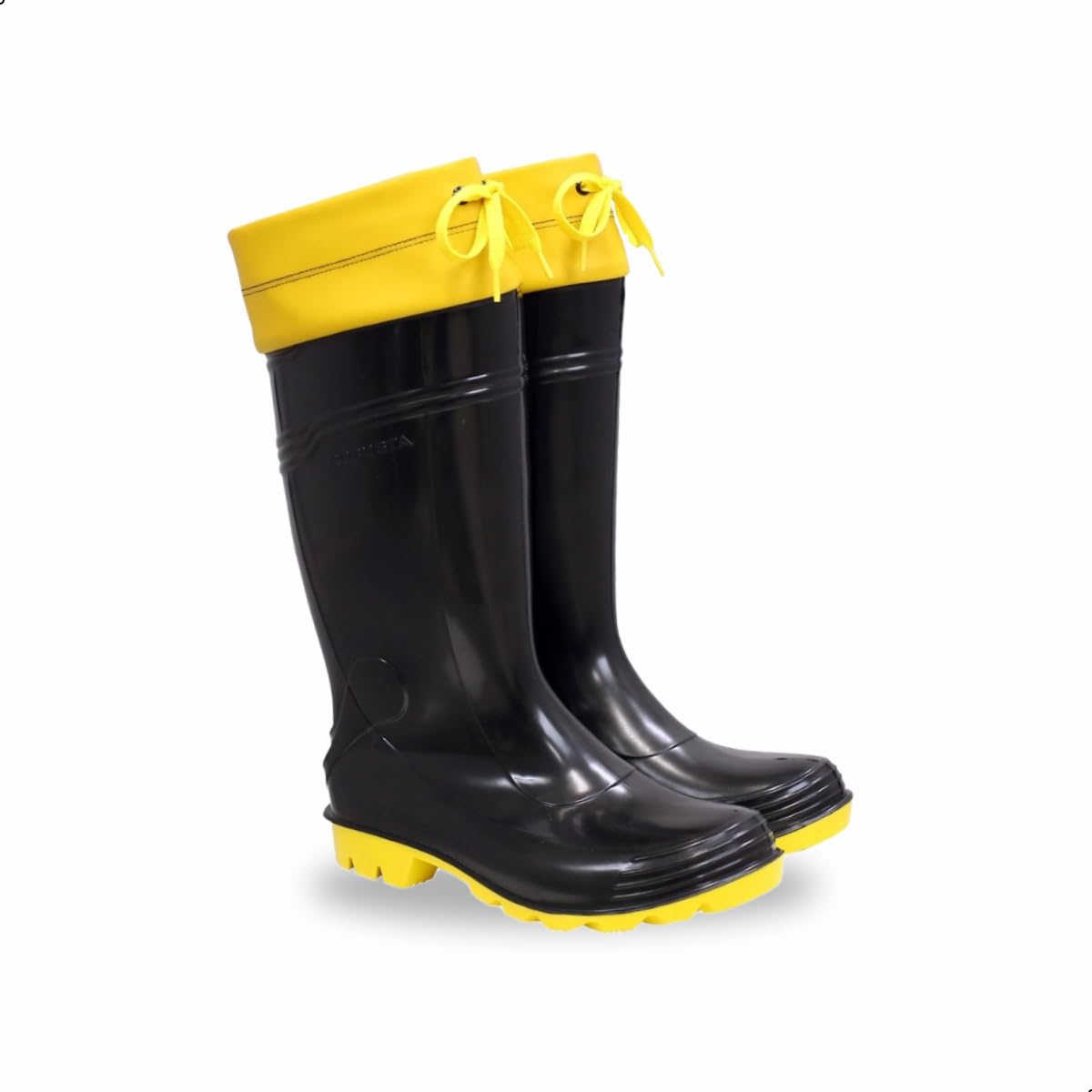 Bota preta de PVC náutica com cano longo até o joelho