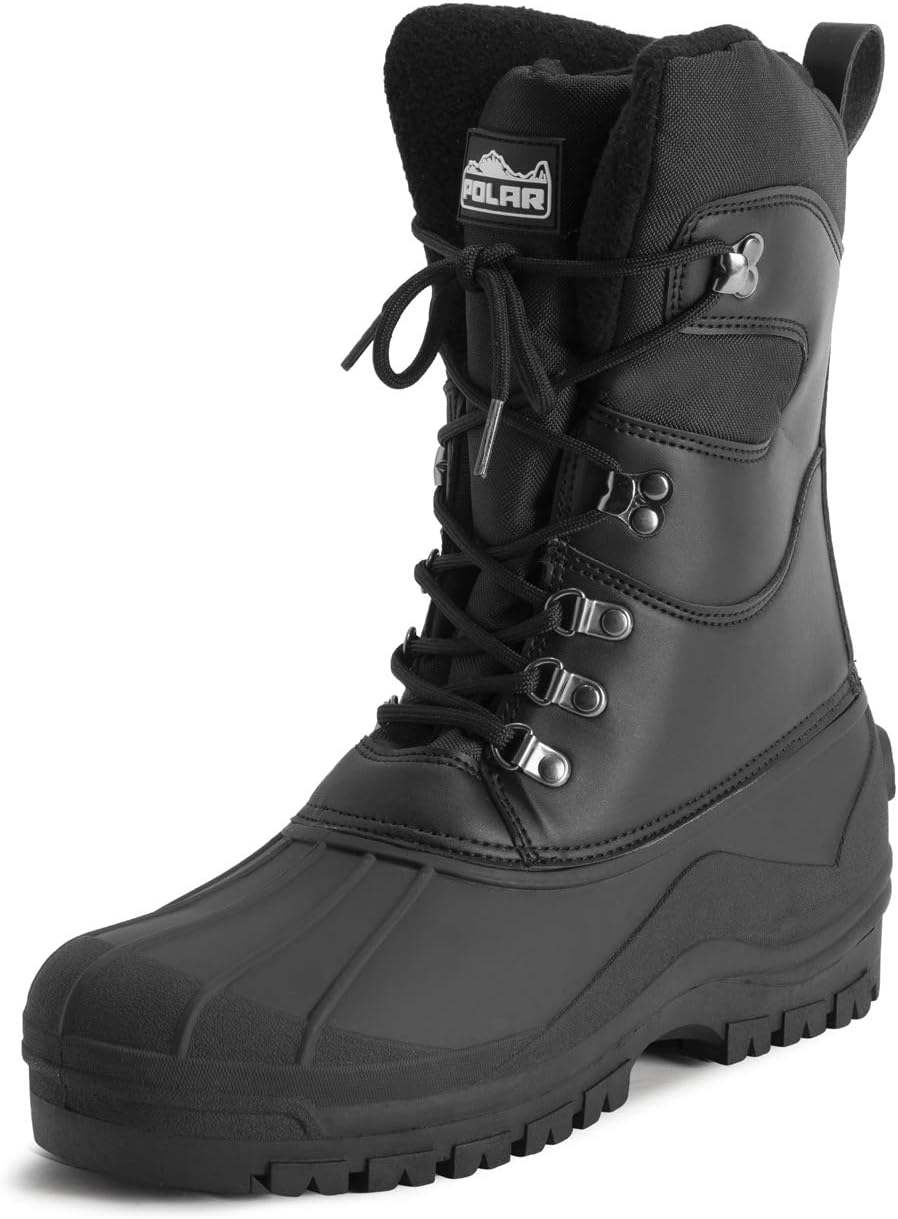Bota de neve Polar Mucker Duck Grafters masculina em couro preto