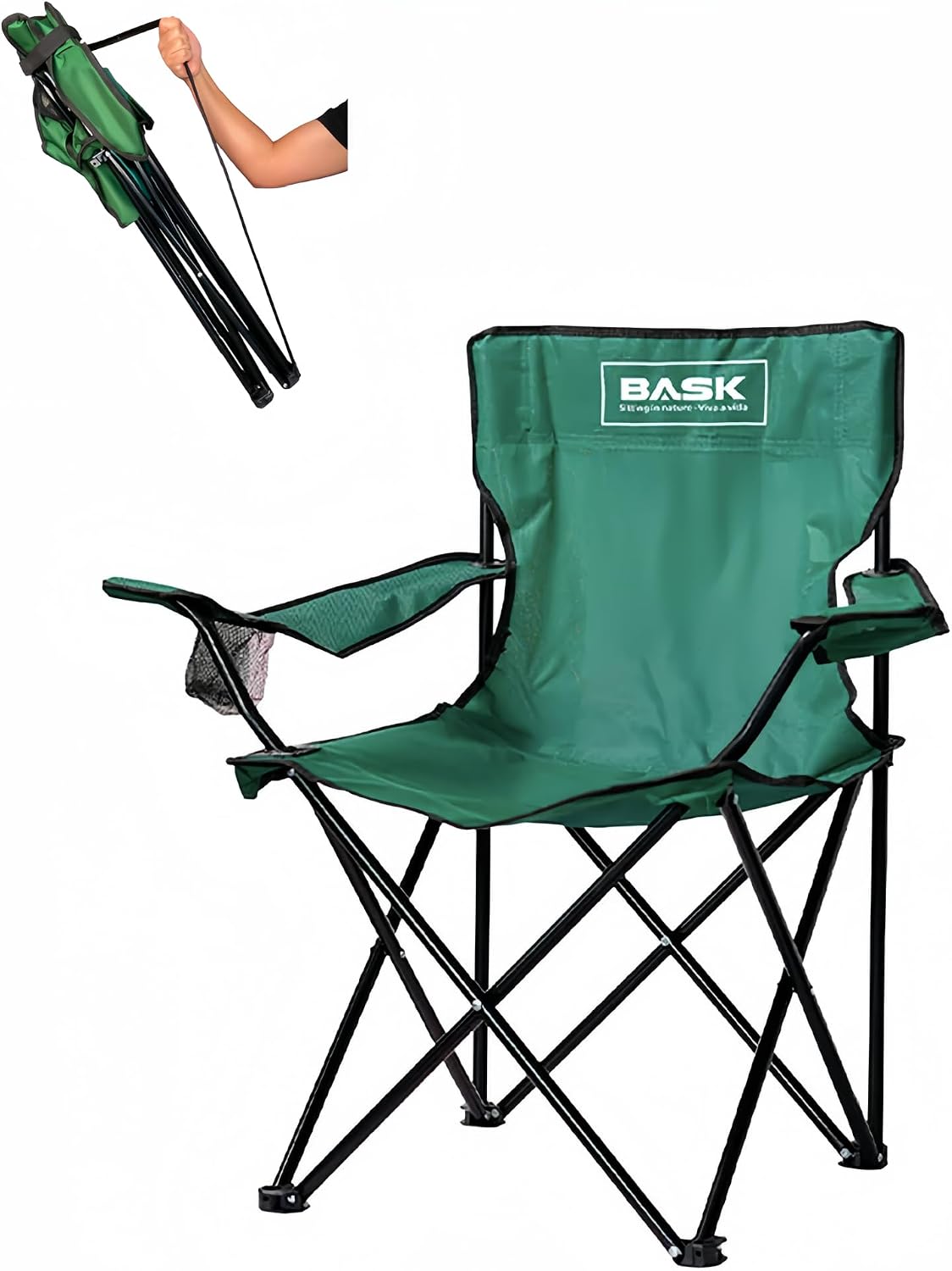 Cadeira de camping dobrável Bask reforçada para 180 kg na cor verde