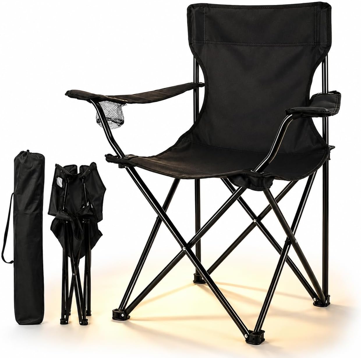 Cadeira de camping dobrável Ômega Technology 120 kg na cor preta
