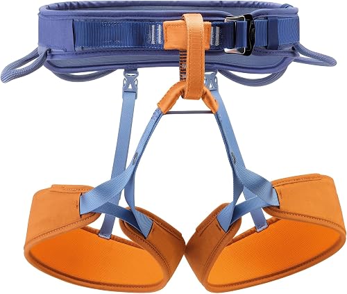 Cadeirinha de escalada Petzl Corax LT nas cores azul e coral