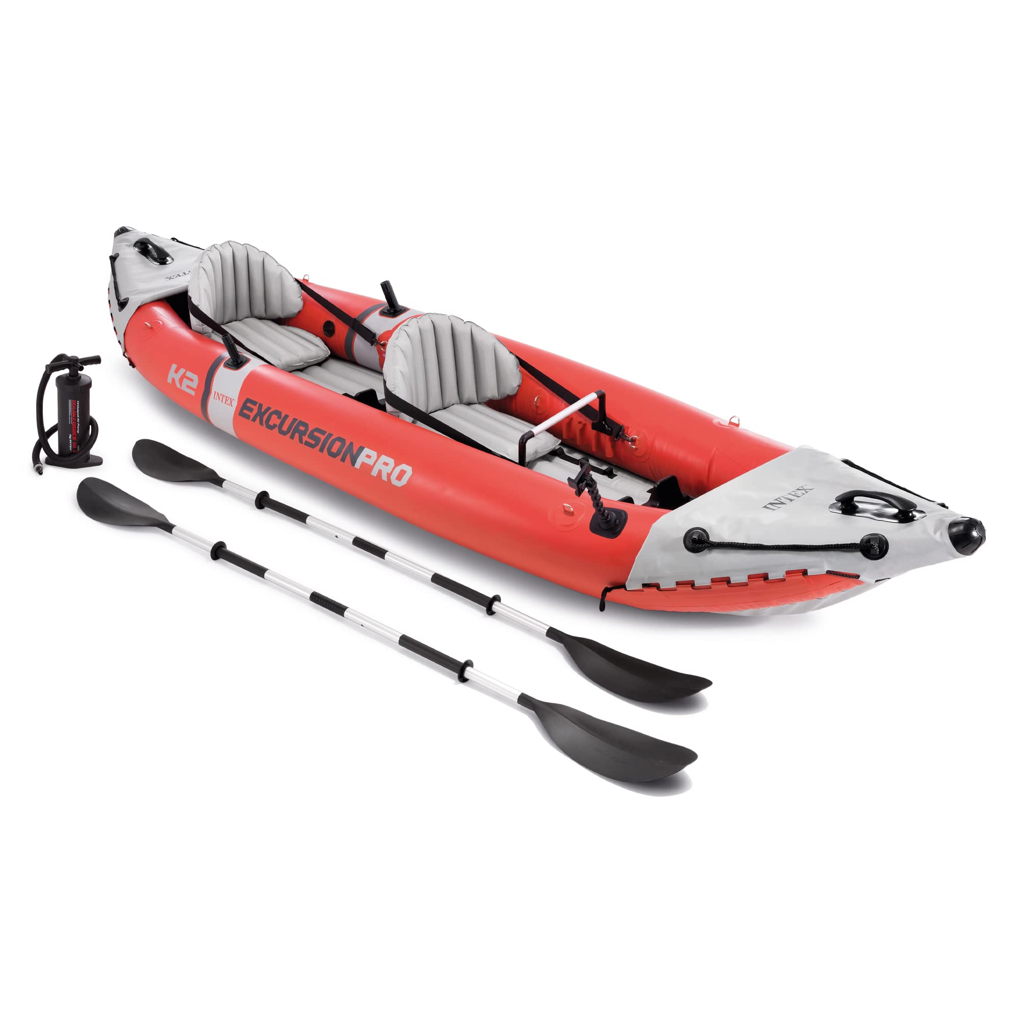 Caiaque inflável INTEX Excursion Pro K2 vermelho preparado para pesca