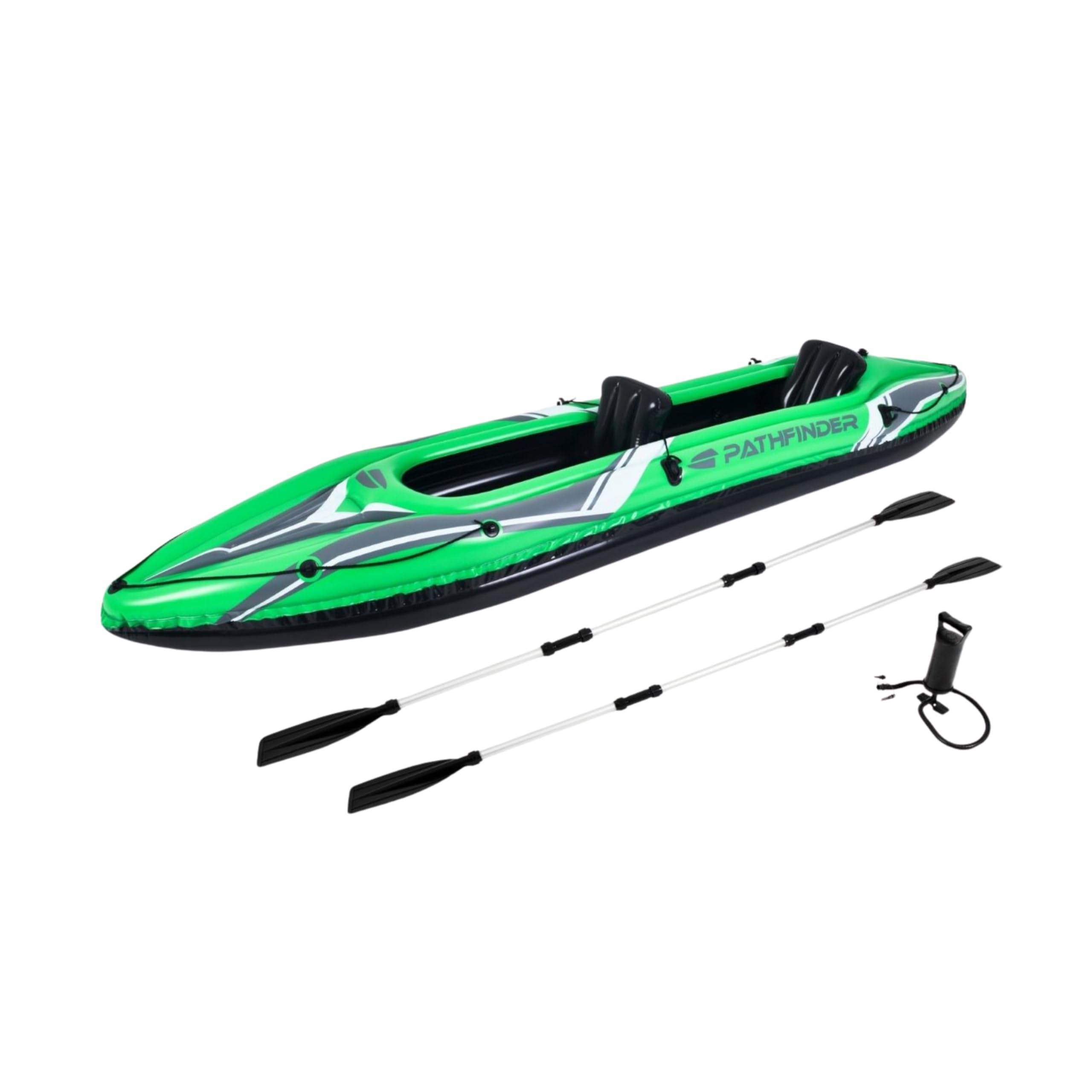 Caiaque inflável Pathfinder tandem verde e preto para duas pessoas
