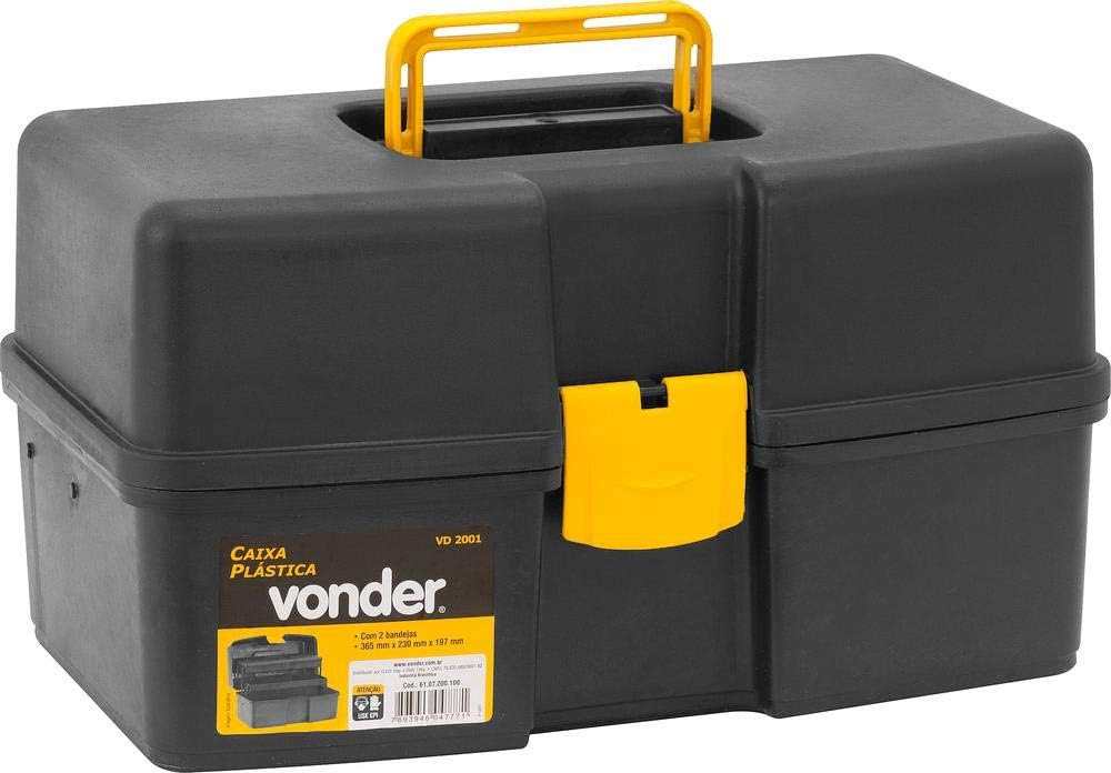 Caixa Vonder VD 2001 preta e amarela com duas bandejas internas