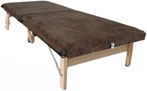 Cama dobrável portátil na cor marrom com colchão acolchoado para viagens