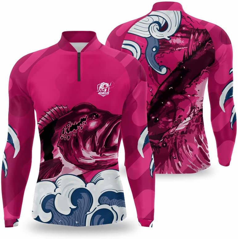 Camiseta de manga longa com proteção solar fator 50 e gola redonda