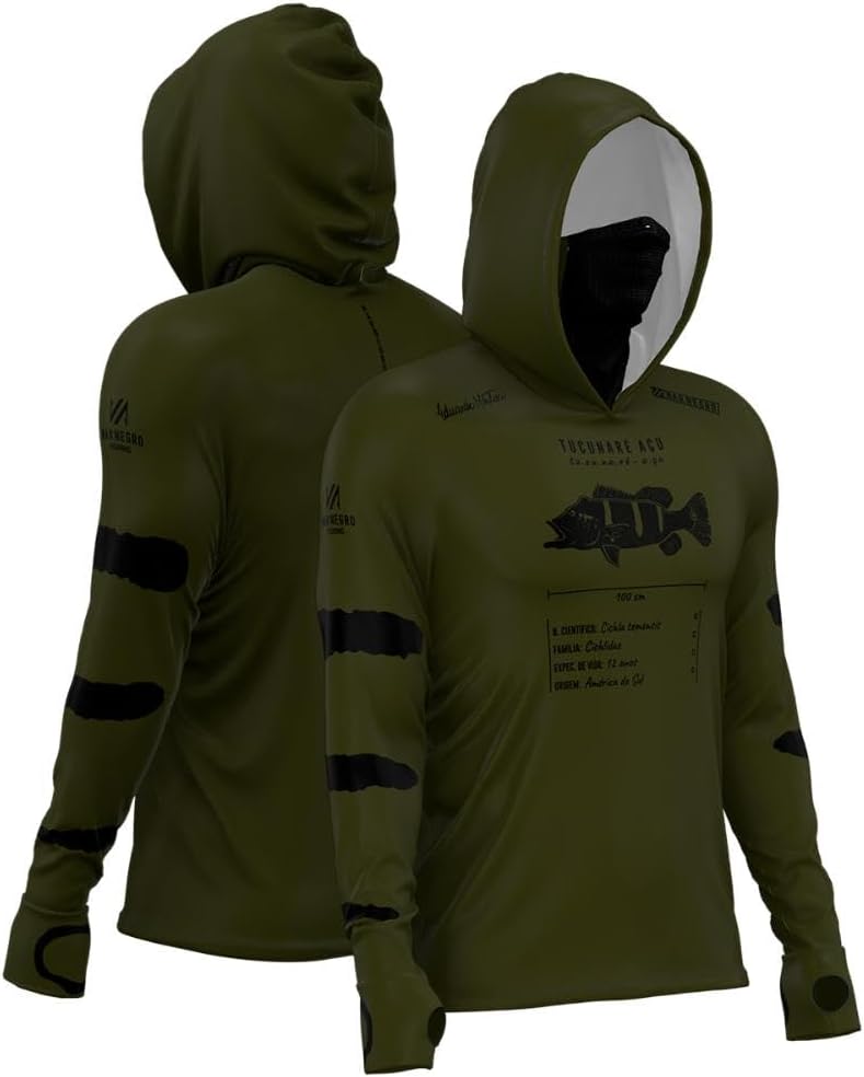 Camiseta de pesca Mar Negro X-Protect 360 sublimada com capuz