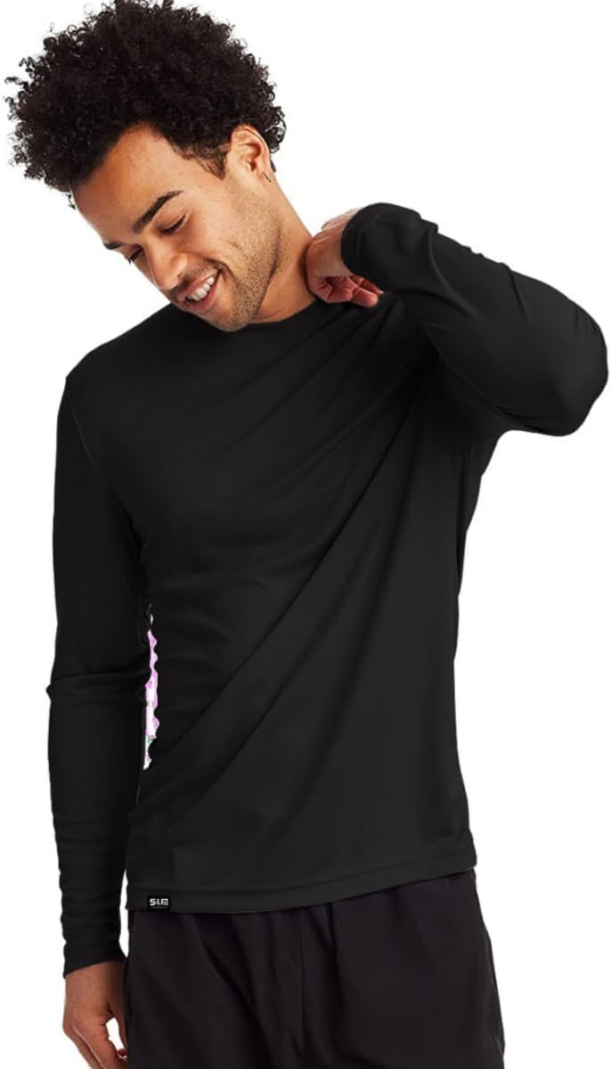 Camiseta preta de manga longa UV50+ com tecnologia ice e secagem rápida