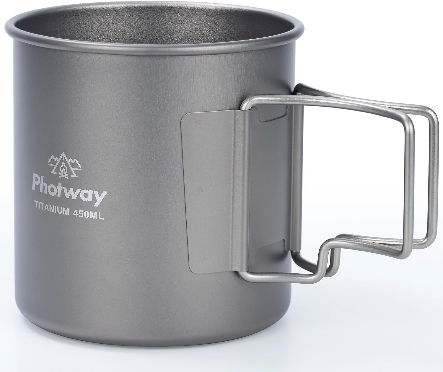 Caneca de titânio photway de 450 ml com alça dobrável