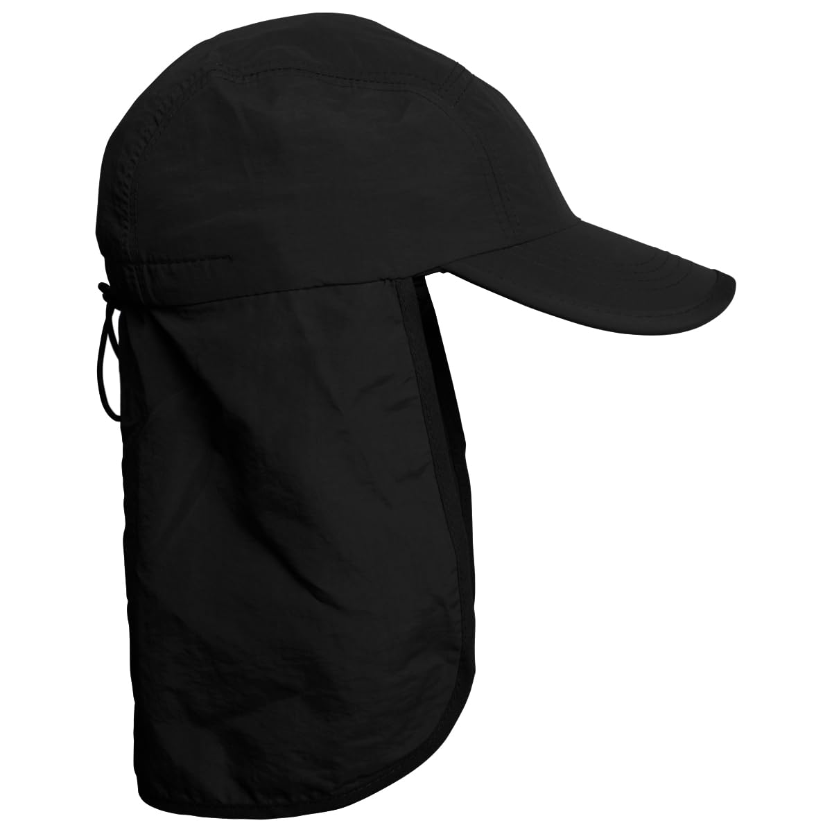 Chapéu boné pescador preto com proteção UV e cordão ajustável